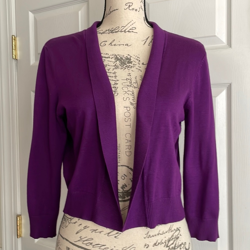 Ronni Nicole Open Front Cardigan in Vibrant Purple